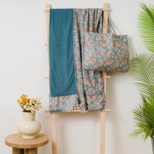 set asciugamano pareo + borsa venus acqua marina